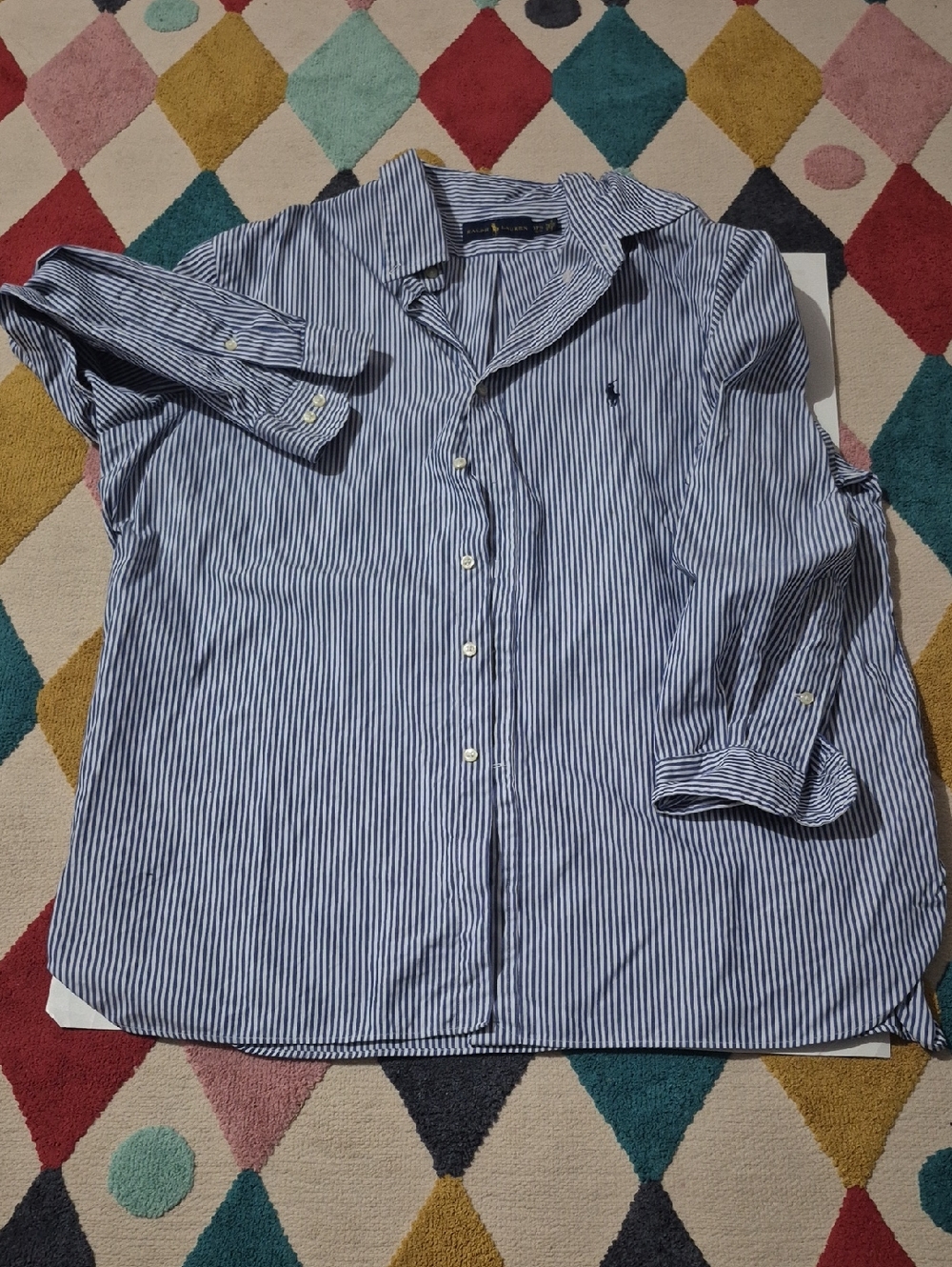 Ralph Lauren Blue and White Narrow Striped Shirt
